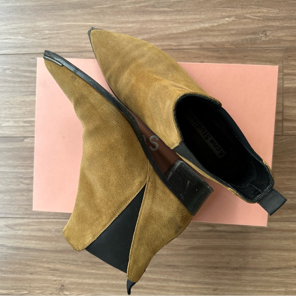 Acne Tan Suede Ankle Boots - Picture 2 of 6